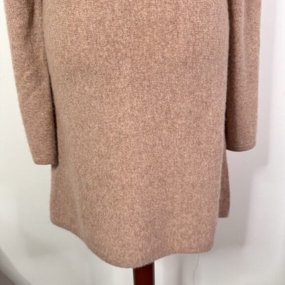 Naadam 100% Cashmere Mini Sweater Dress Sand Beige Size L NWT Button Minimalist - Picture 4 of 9